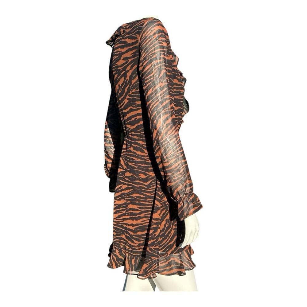 Divided Women's Long Sleeve Tiger Stripe Dress Brown n Black, Size 4 - Picture 4 of 7